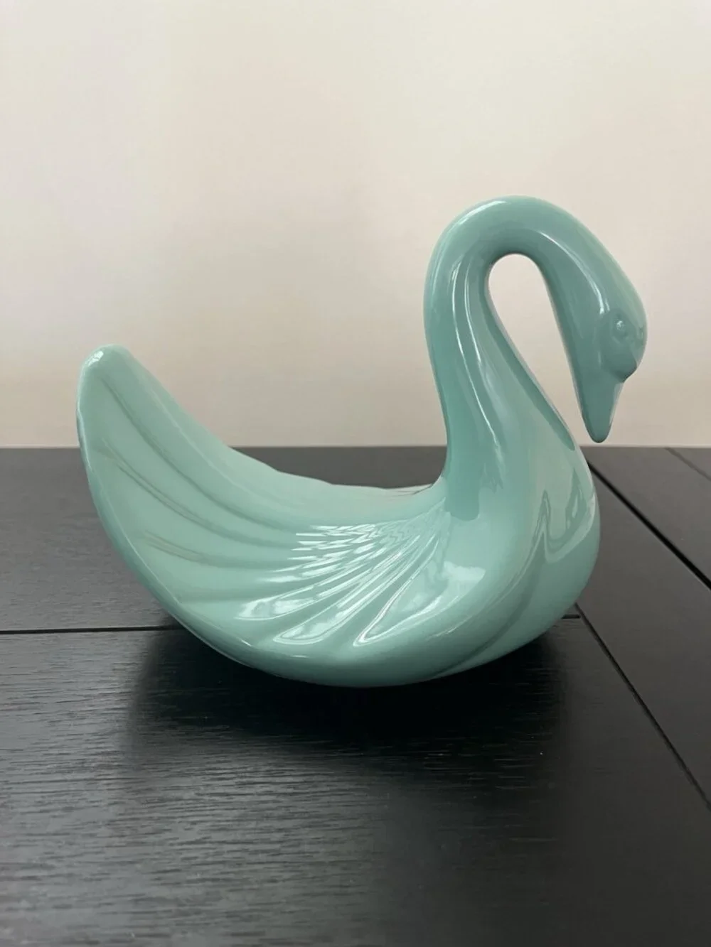 Vintage Aqua Ceramic Swan Towel Holder 80s Retro Bathroom Washcloth Decor 7